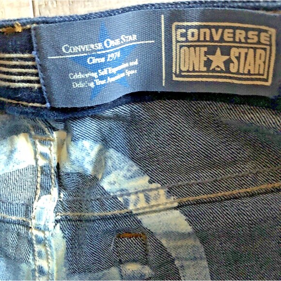 VTG Converse One Star Boot Cut Jeans Size 8 31x32 Low Rise Flare Leg 90s Denim - Picture 9 of 13